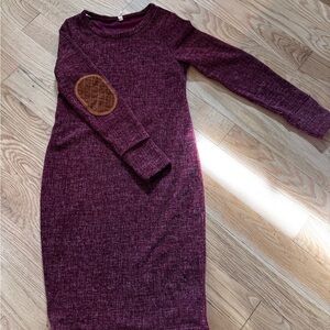 PinkBlush Maternity Burgundy Knit Dress with Elbow Patch